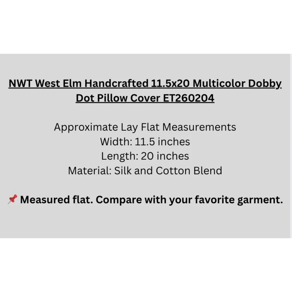 NWT West Elm Handcrafted 11.5x20 Multicolor Dobby Dot Pillow Cover